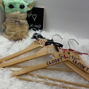 Personalized Branding 2 Wood Hangers w/ Closet or IG Handle Logo